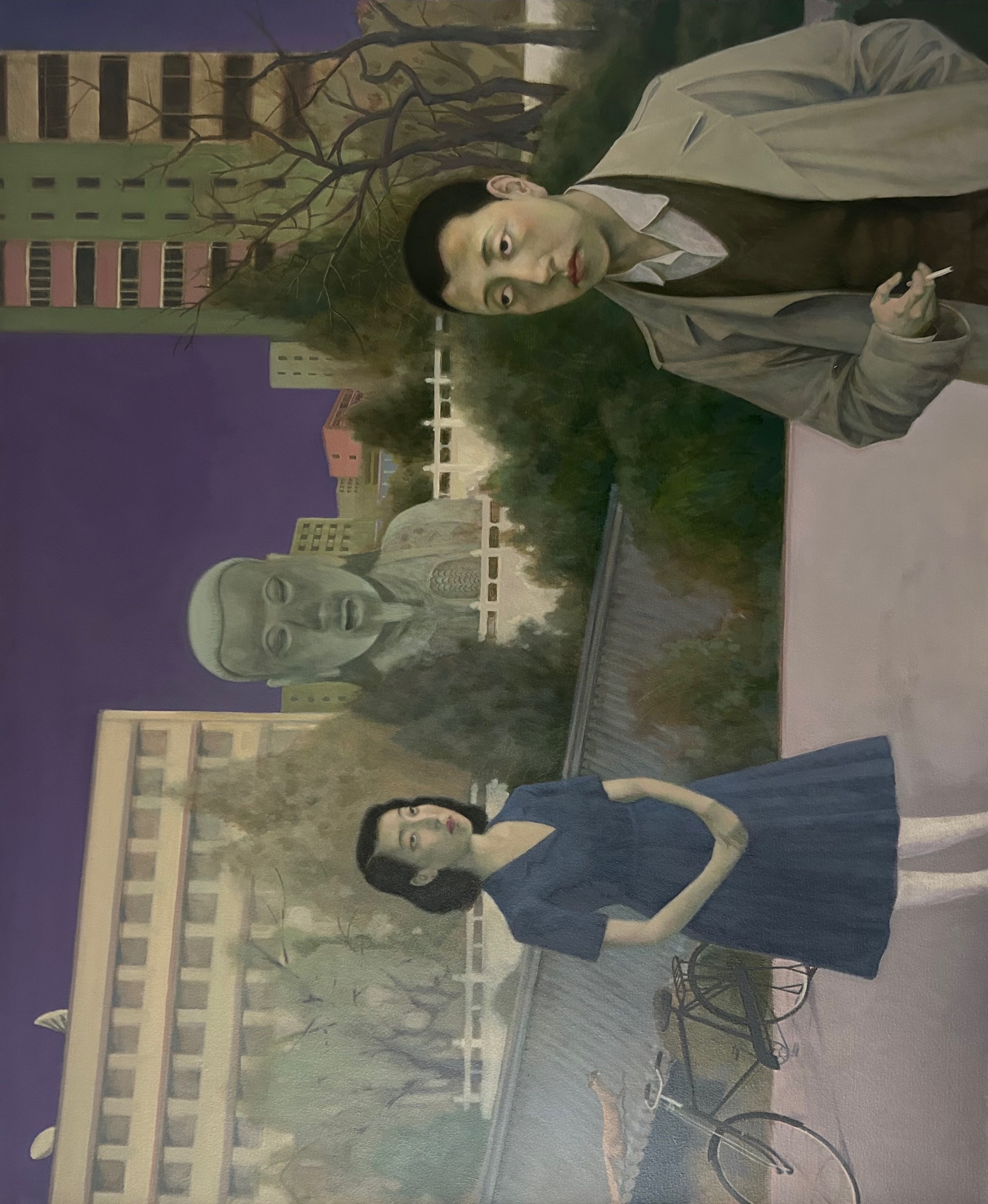 Mist & Trees, 2024, Oil on Canvas, 100 × 120 cm