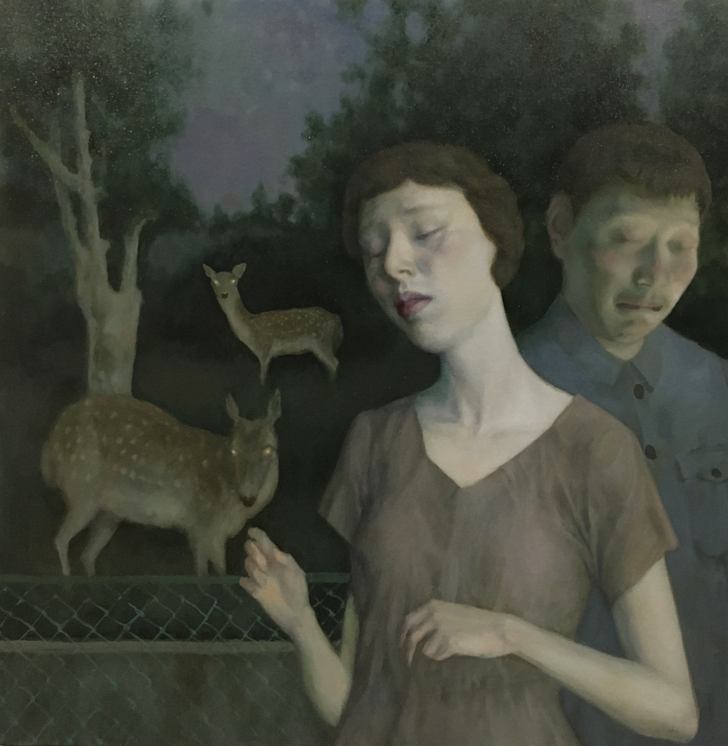 The Night in the Zoo, 2021, Oil on Canvas, 60 × 60 cm